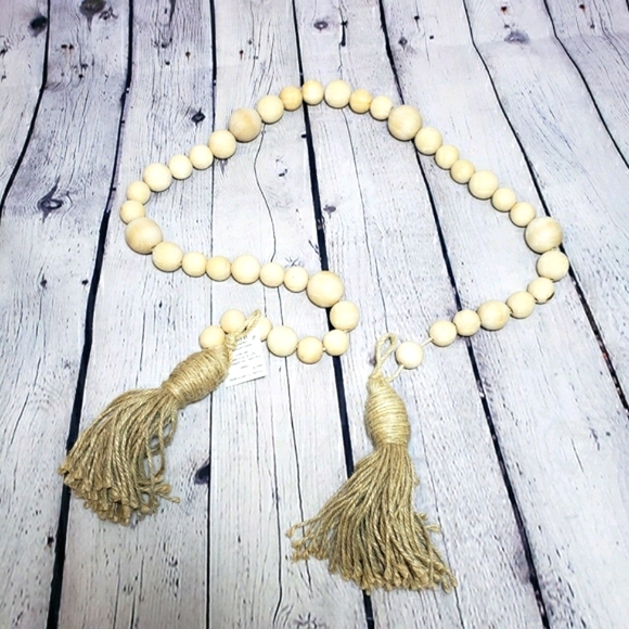 HOBBY LOBBY Wood Bead Garland with Tassels
